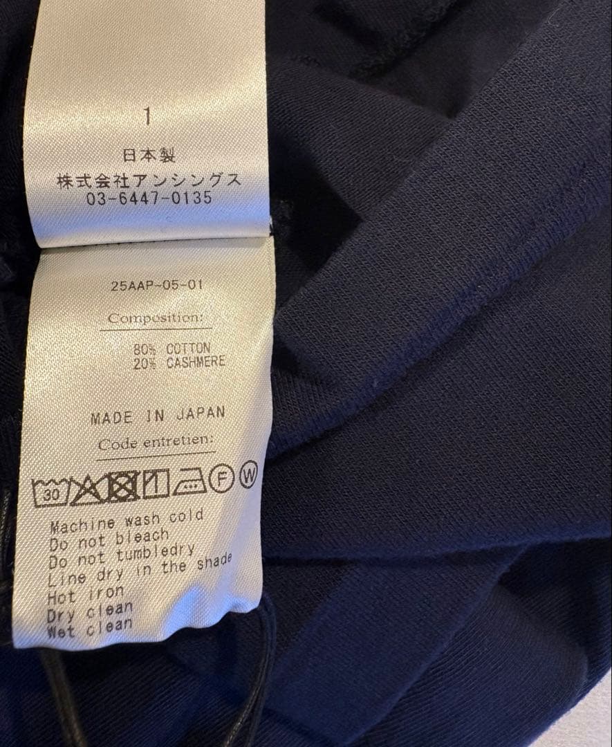 A.PRESSE アプレッセ　ネイビー コットンカシミアTシャツ