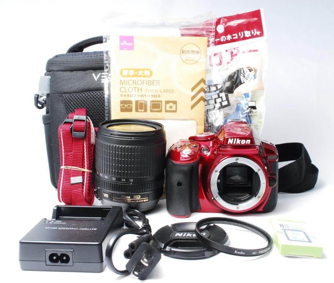 Nikon D5300 万能広角望遠レンズセット 人気のレッド Wi-Fi転送