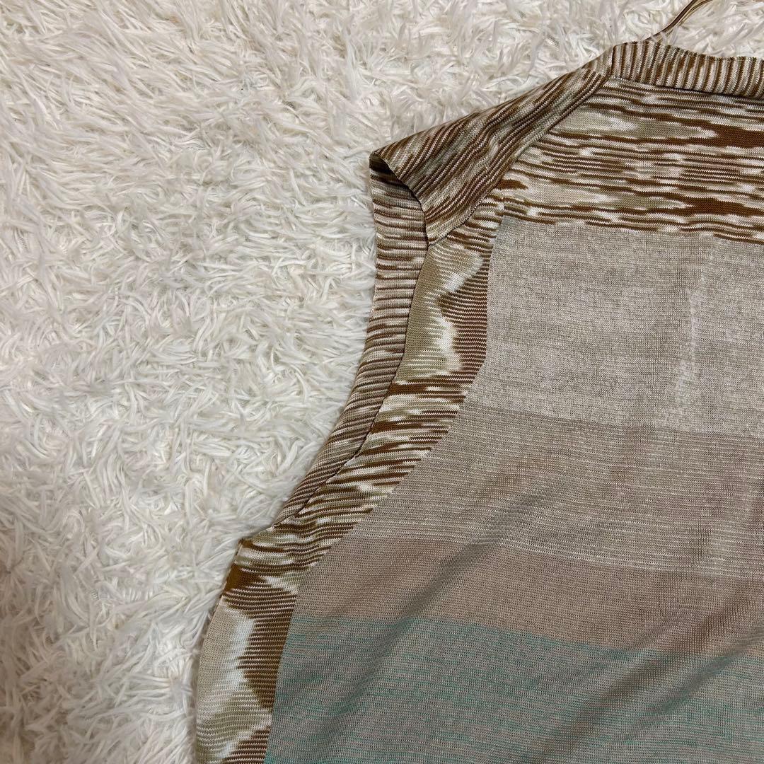 MISSONI ベスト ベージュ エメラルドグリーン