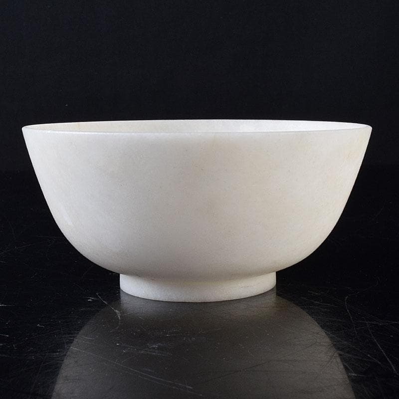 中国　玉石白玉彫刻　茶碗　C　R8268