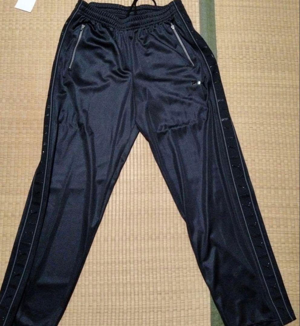 ★美品★PUMA プーマジャージ Shiny 黒✕黒 上下セットアップ XO