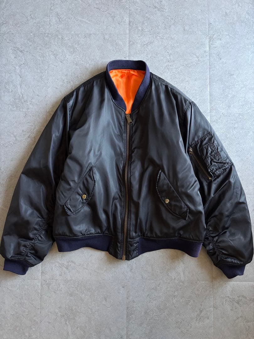 80s-90s ALPHA INDUSTRIES MA-1 ブラック 美品 XL