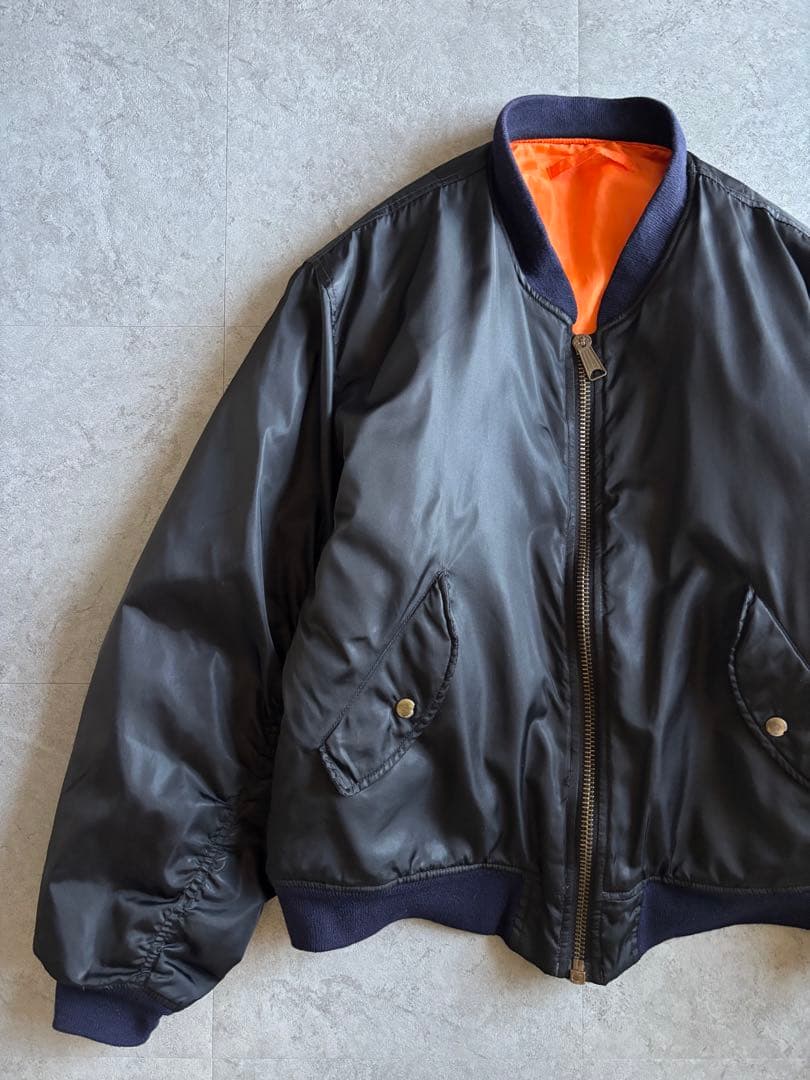 80s-90s ALPHA INDUSTRIES MA-1 ブラック 美品 XL