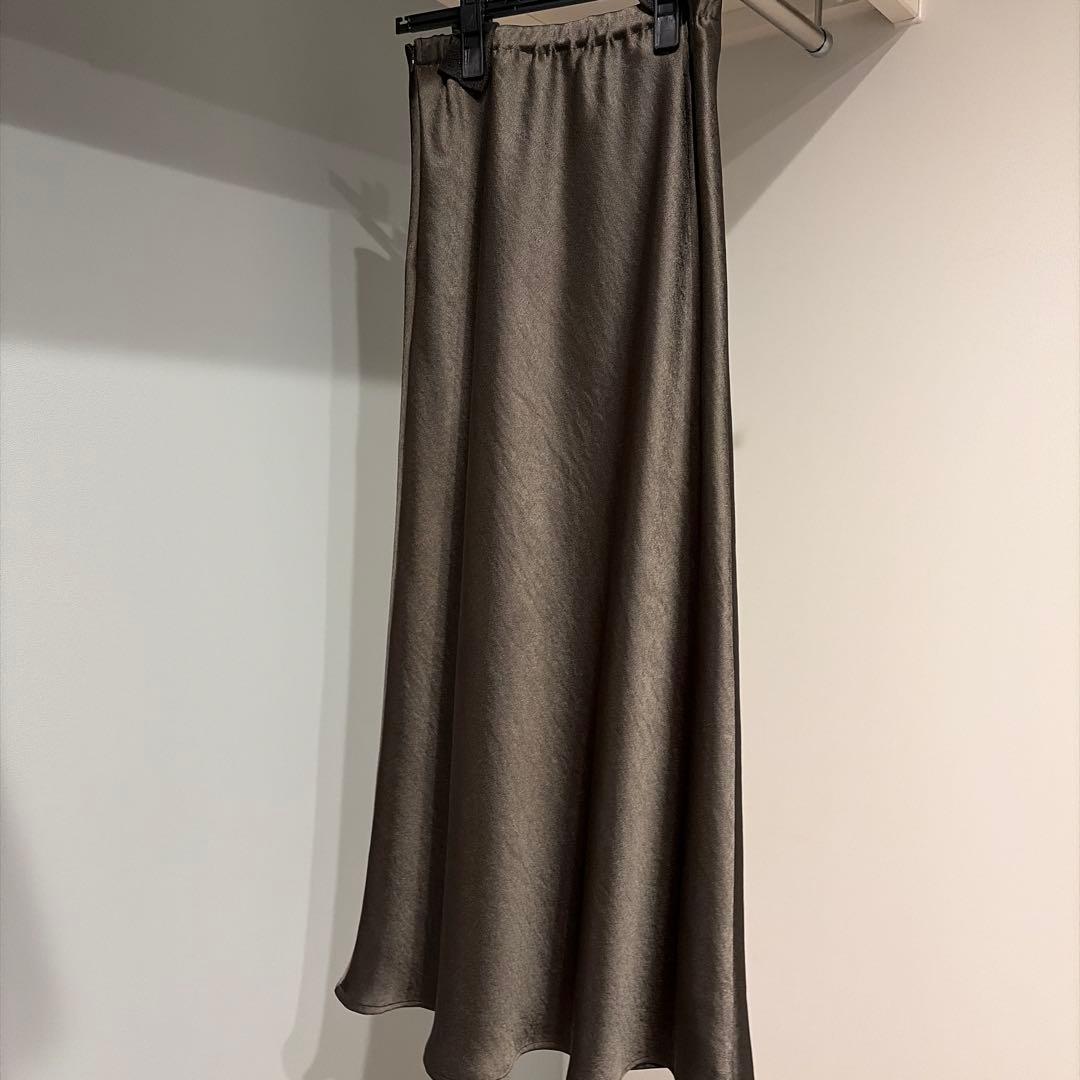 anuans サテンナロースカート CHARCOAL BROWN/0