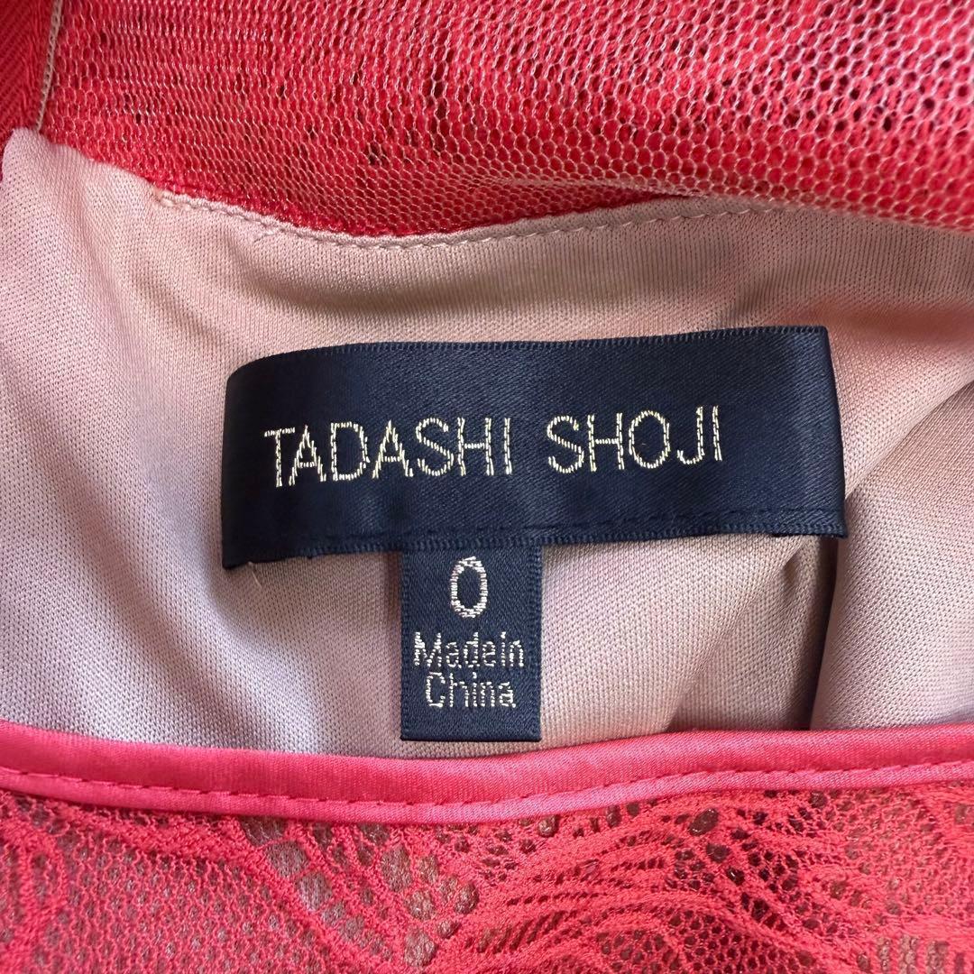タダシショージ レディース ワンピース レッド 総レース ノースリーブ