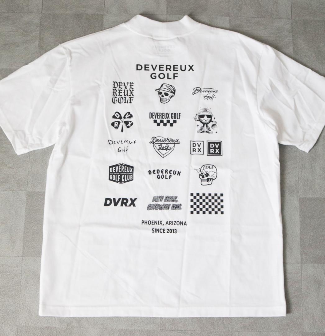 新品【デヴァロー ゴルフ】 モックネック 半袖Tシャツ 白 M(オーバーサイズ)