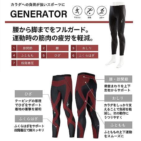 CW-X スポーツタイツ ジェネレーター HOT HZO719 RE メンズ S