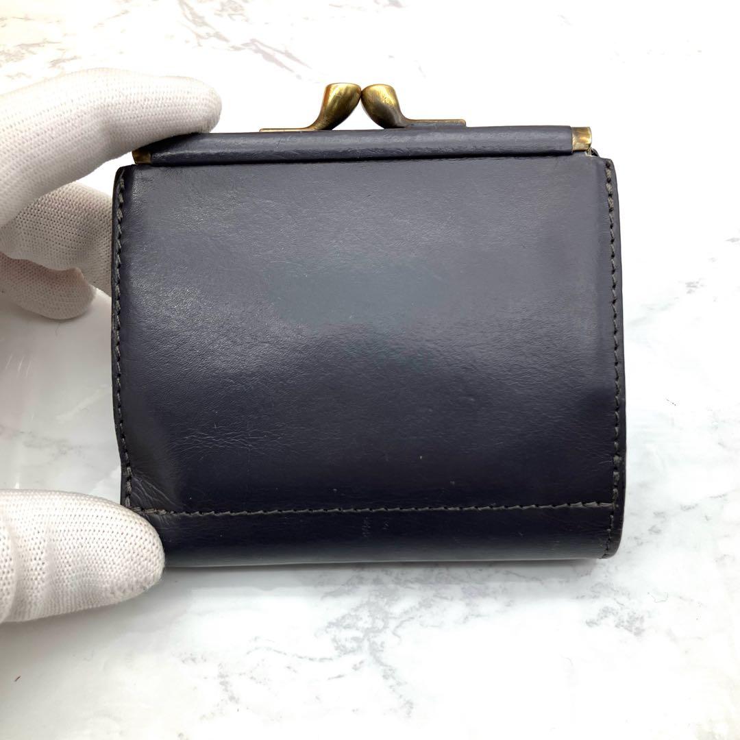 【極美品】IL BISONTE 二つ折り財布 グレー レザー