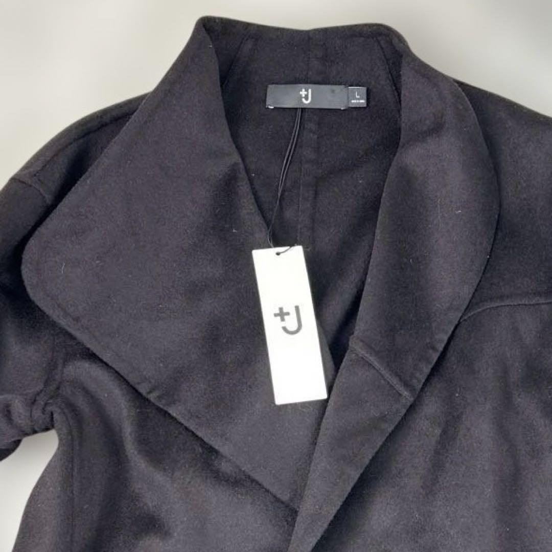 未使用級！ UNIQLO ユニクロ +Ｊノーカラーコート カシミヤ L 美品　黒