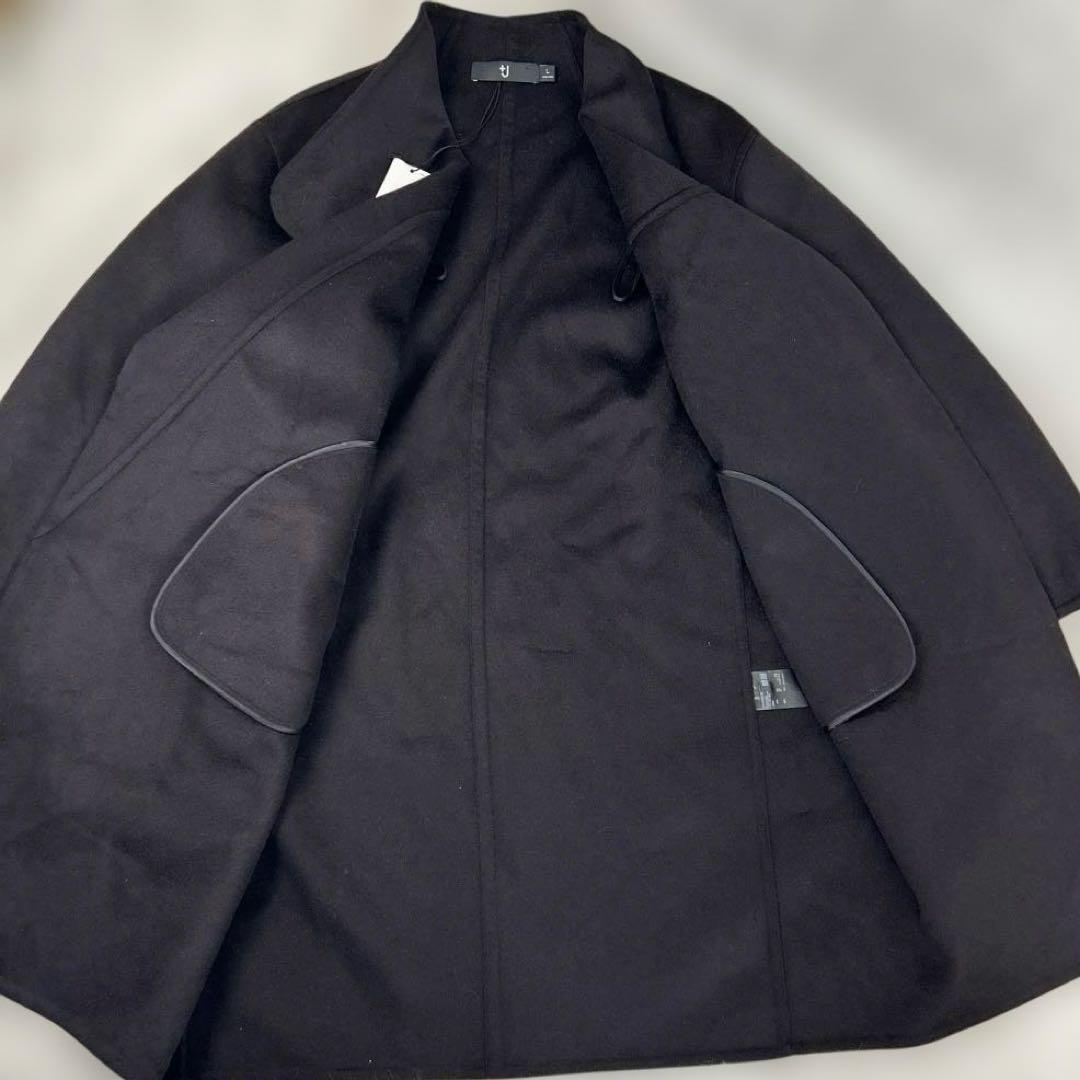 未使用級！ UNIQLO ユニクロ +Ｊノーカラーコート カシミヤ L 美品　黒