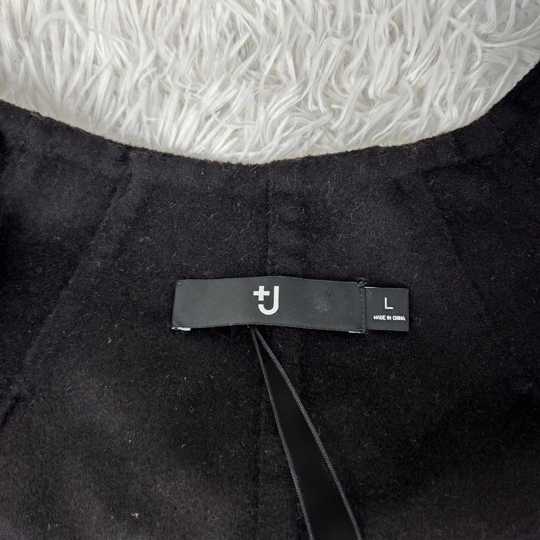 未使用級！ UNIQLO ユニクロ +Ｊノーカラーコート カシミヤ L 美品　黒