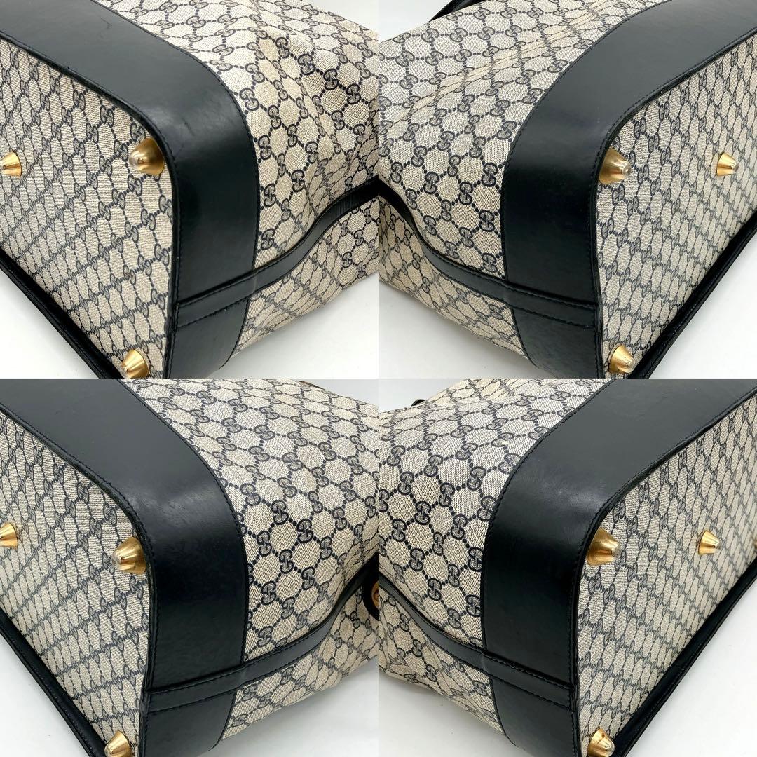 【GUCCI】ボストンバッグ　旅行鞄　GGスプリーム　PVC レザー　ネイビー