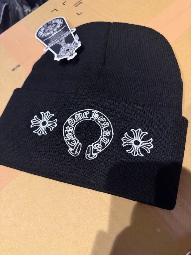 CHROME HEARTS ブラックビーニー　ニット帽　即発送可能‼️
