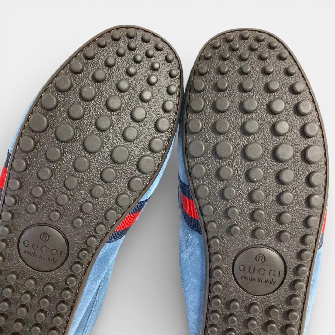 未使用 GUCCI グッチ ドライビングシューズ スエード ライトブルー