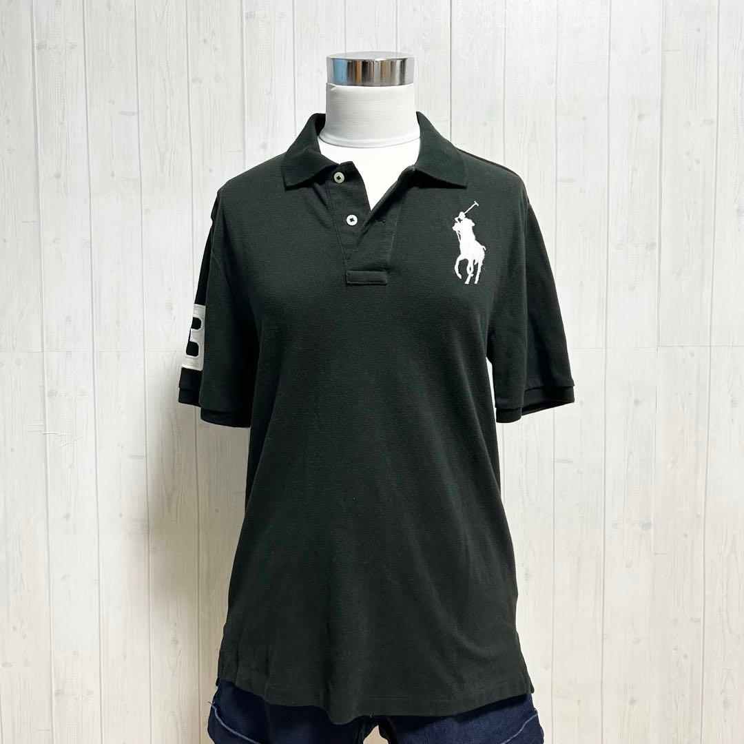 ★極上品★ ポロ ラルフローレン ポロシャツ ビッグポニー 黒 ブラック 白