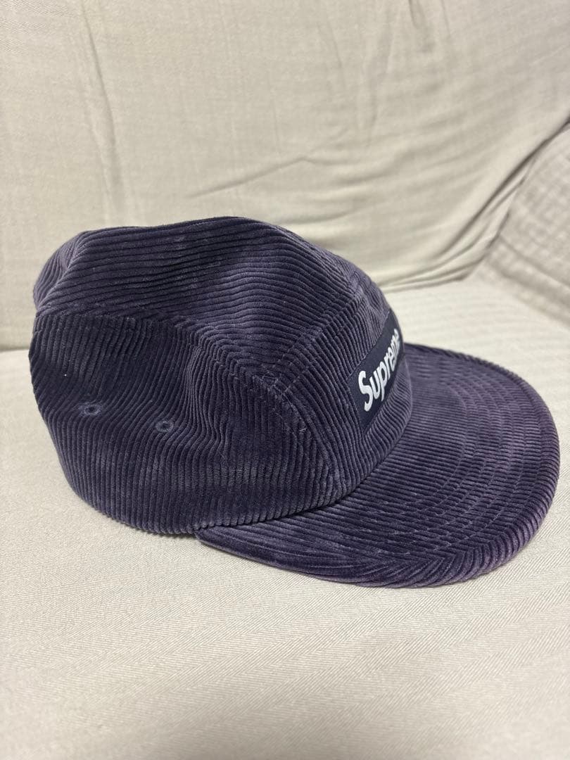 美品　Supreme パープル コーデュロイキャップ