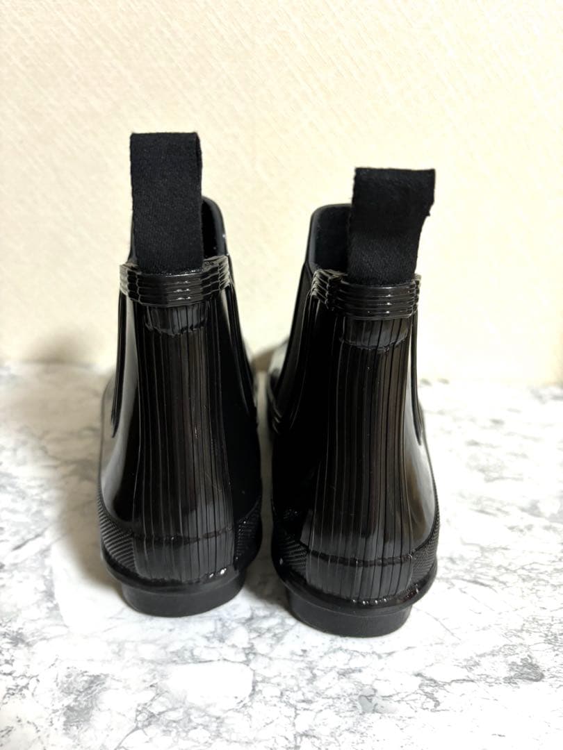 ハンター レインブーツ サイドゴア エナメル 黒 23cm チェルシー 長靴