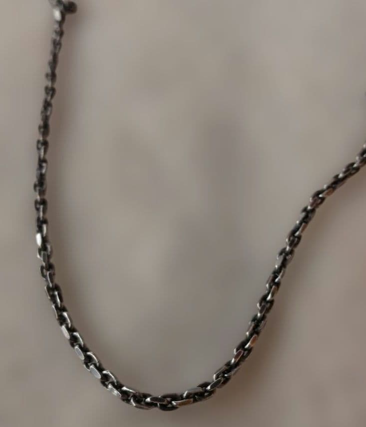 シルバー925 50cm 3mm 細角　チェーン　ネックレス　燻し仕上げ　刻印