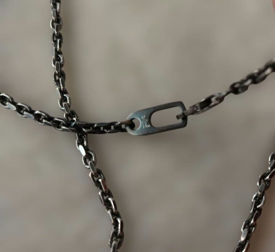 シルバー925 50cm 3mm 細角　チェーン　ネックレス　燻し仕上げ　刻印