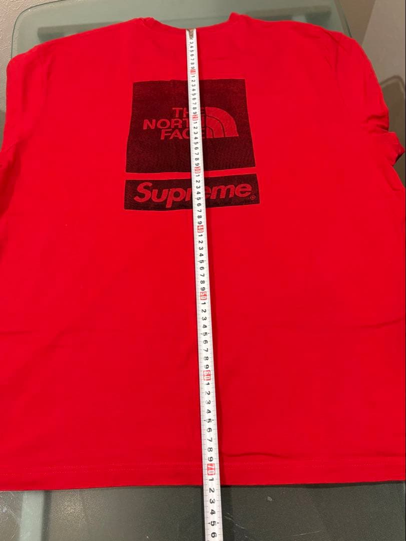 最終価格希少SUPREME×THE NORTH FACE コラボ赤Ｔシャツ L