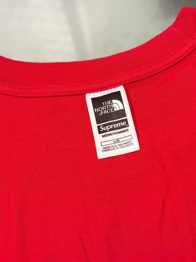 最終価格希少SUPREME×THE NORTH FACE コラボ赤Ｔシャツ L
