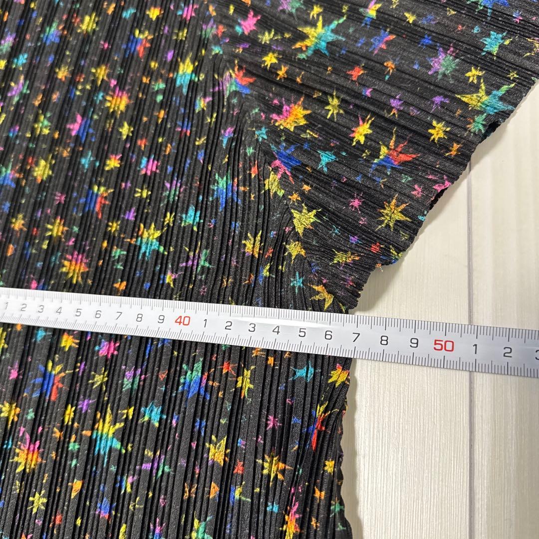美品 PLEATS PLEASE 星柄 プリーツワンピース サイズ3 ブラック