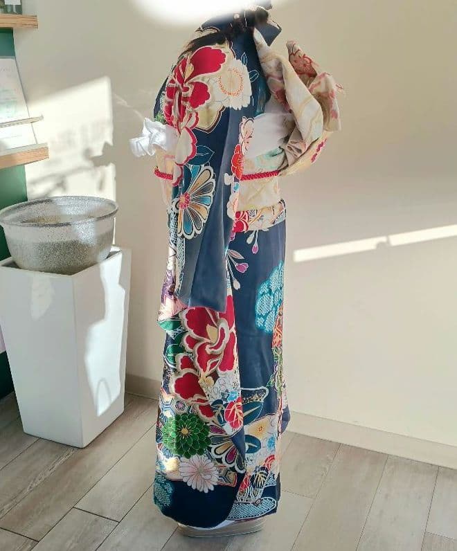 即発送・美品 振袖 フルセット 紺 成人式・前撮り・卒業式
