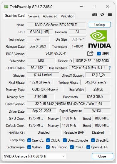 グラフィックボード・グラボ・ビデオカード MSI GeForce RTX 3070 Ti VENTUS 3X 8G OC