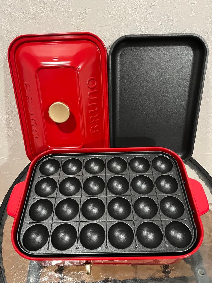 ★買うなら今【美品、未使用】BRUNO ブルーノ たこ焼き機 ホットプレート 赤