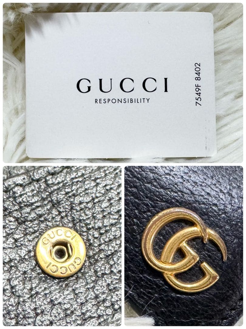 ✨保証書付き✨GUCCI GGマーモント ２つ折り財布 ブラック レザー