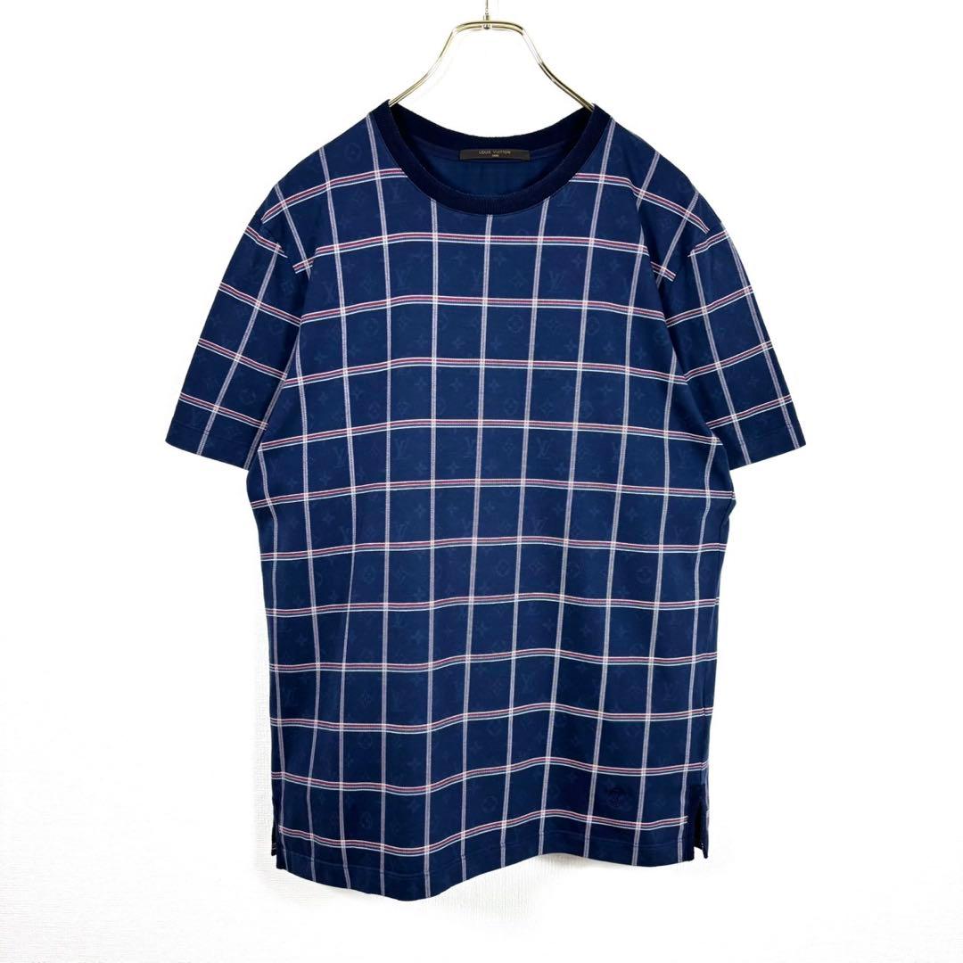 ひぃ 美品 LV ルイヴィトン モノグラムチェックTシャツ　\"ネイビー\"