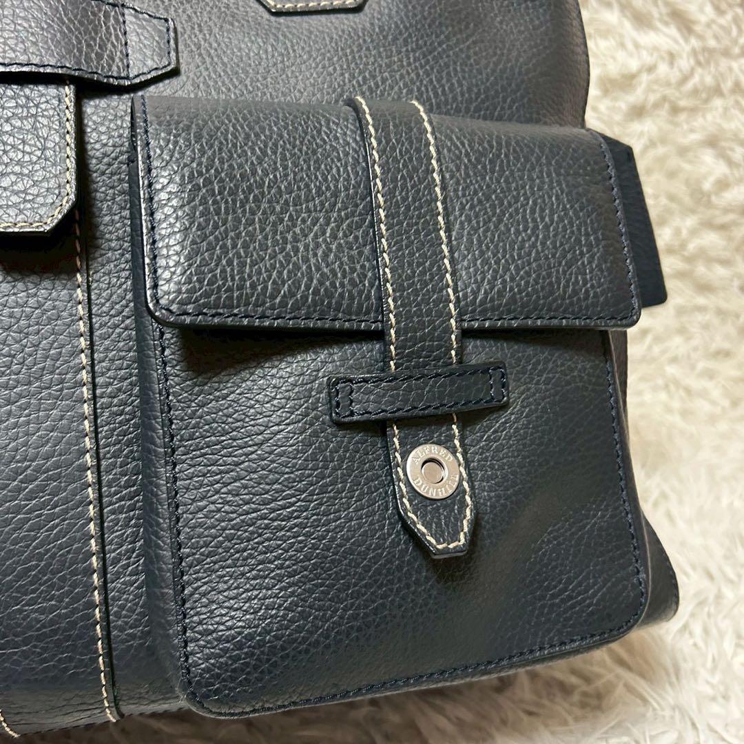 極美品✨dunhill ダンヒル ボストンバッグ トート シボ革 ネイビー