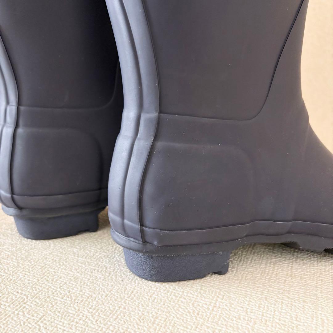 【美品】HUNTER ネイビー レインブーツ バックル付き 約24cm