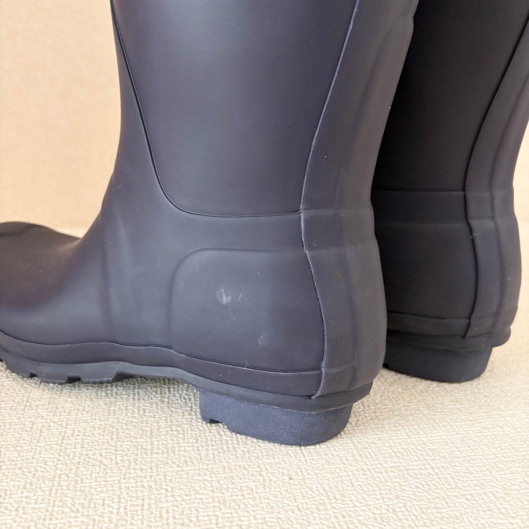 【美品】HUNTER ネイビー レインブーツ バックル付き 約24cm