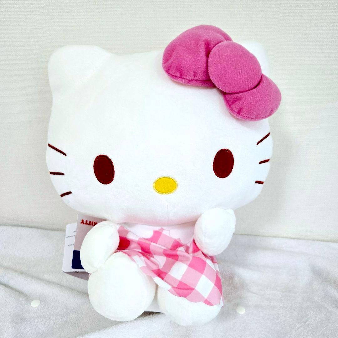 8体セット　ハローキティLLぬいぐるみピンクチェックver.　まとめ売り