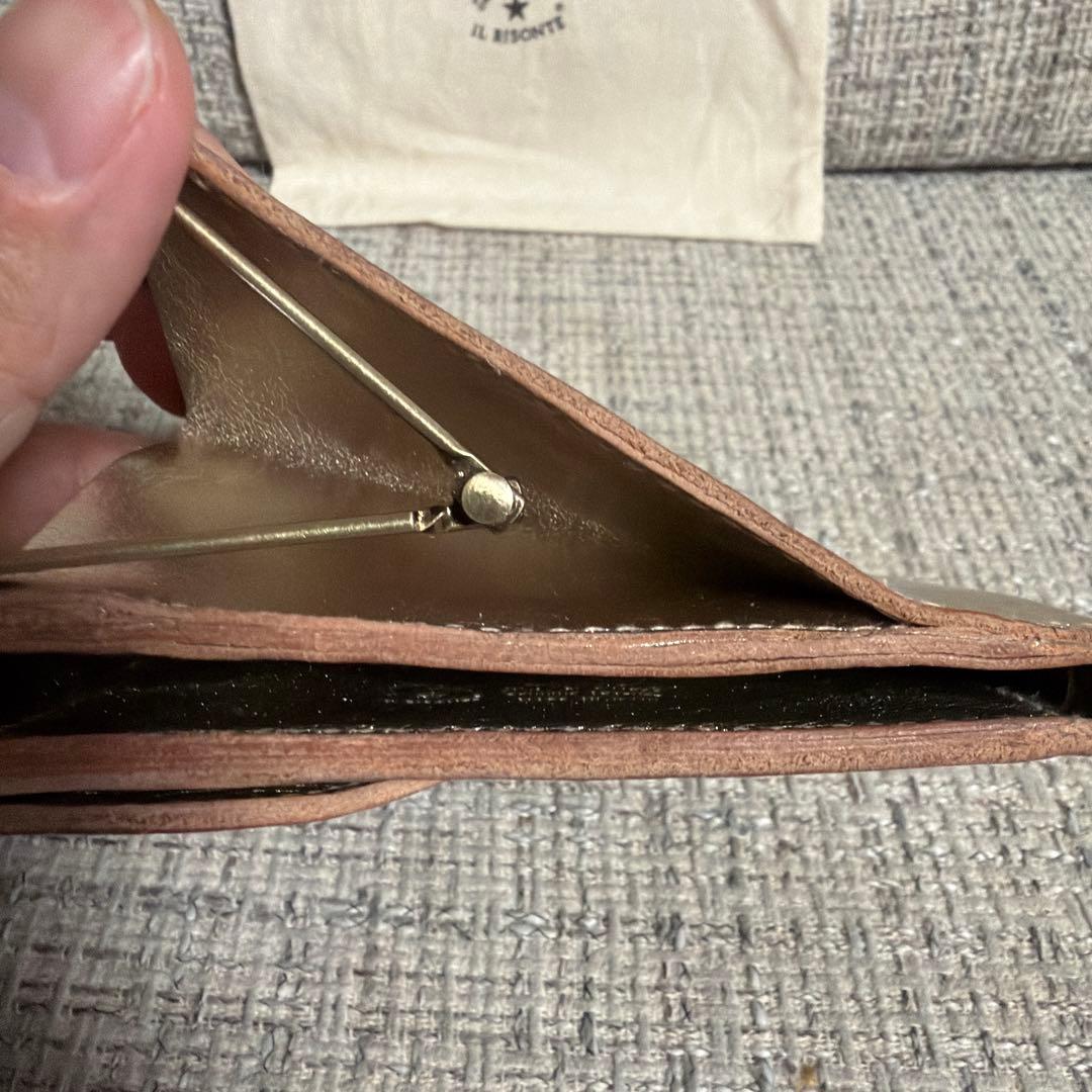 最終値下げ　美品　イルビゾンテ　がま口二つ折り財布　メタリック　ゴールド
