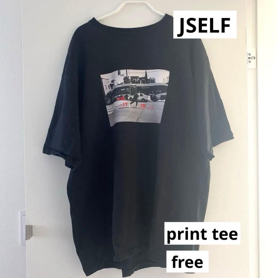 R JSELF PhotoPrintTee Tシャツ ブラック