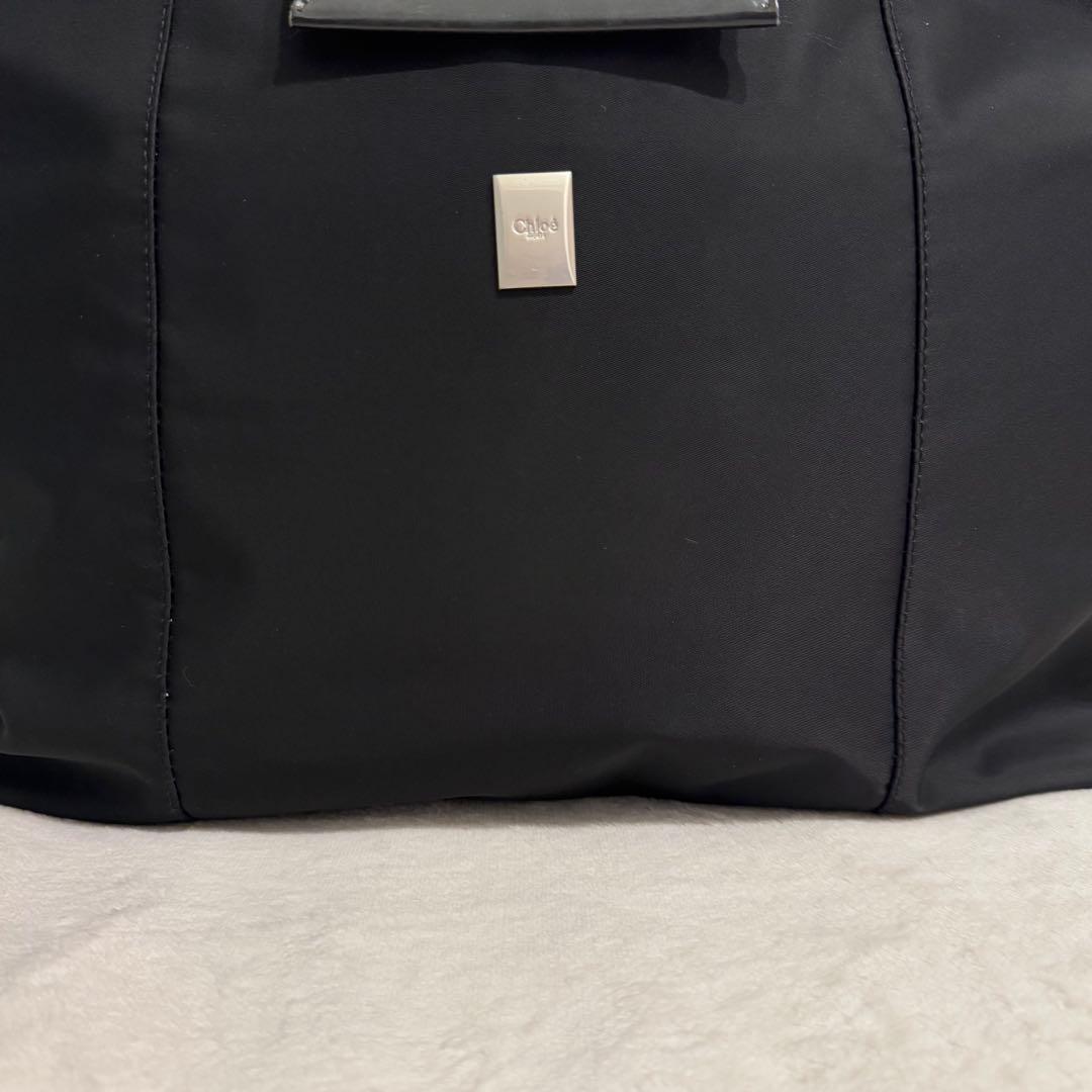 美品 Chloé クロエ ボストンバッグ ブラック ナイロン 軽量 大容量 旅行