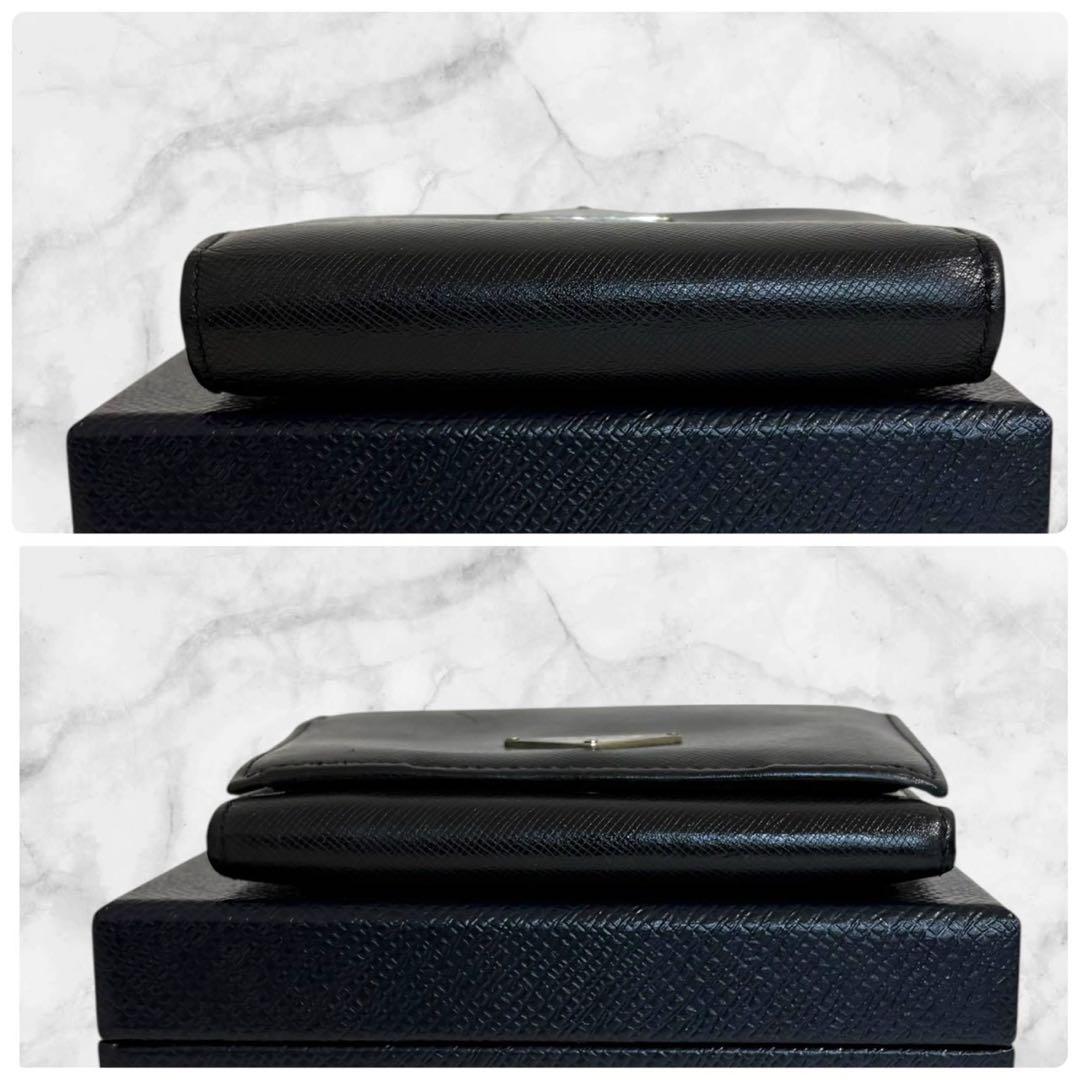 極美品✨ PRADA プラダ 三つ折り財布 サフィアーノ ブラック 三角ロゴ