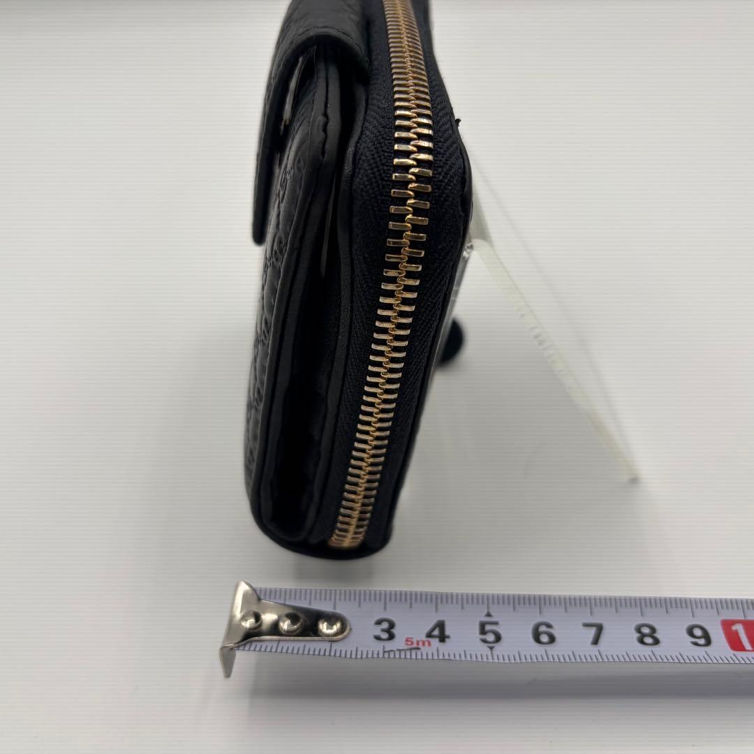 美品 GUCCI 二つ折り 財布 マイクロ グッチシマ GG柄 レザー 黒色