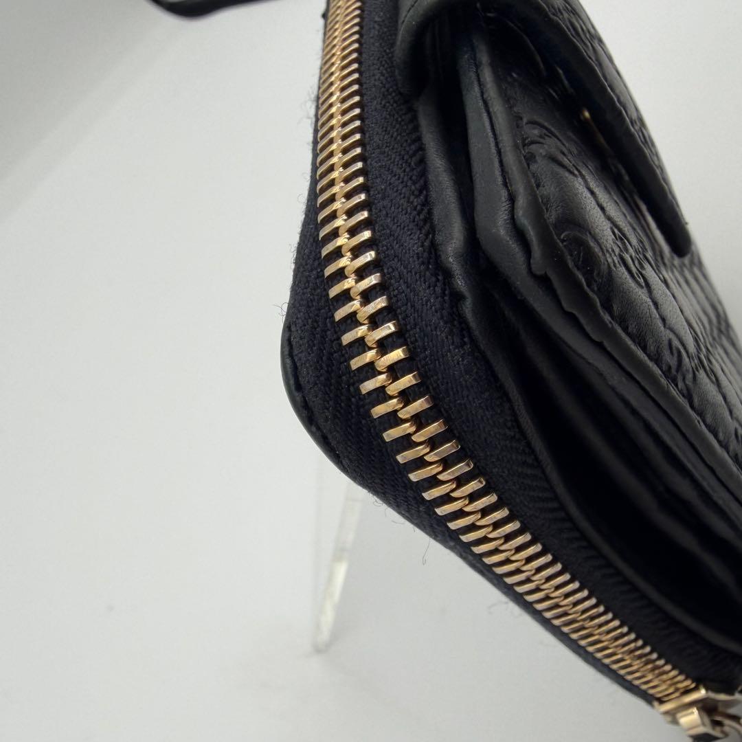 美品 GUCCI 二つ折り 財布 マイクロ グッチシマ GG柄 レザー 黒色