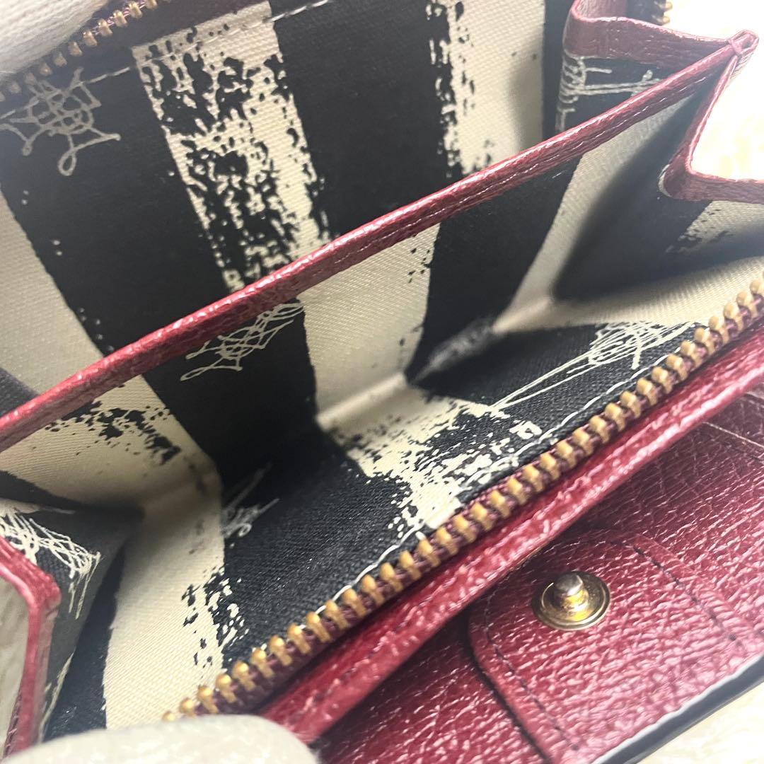美品 ヴィヴィアンウエストウッド 折り財布 L字ファスナー ワインレッド