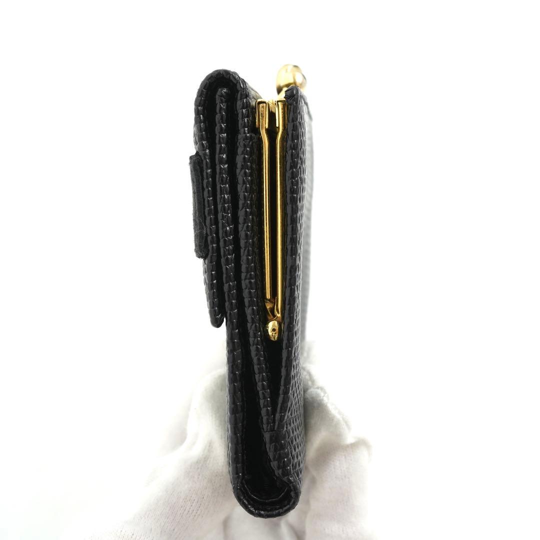✨未使用展示品✨ Ferragamo ミニ財布　リザード　ヴァラリボン　ガマ口