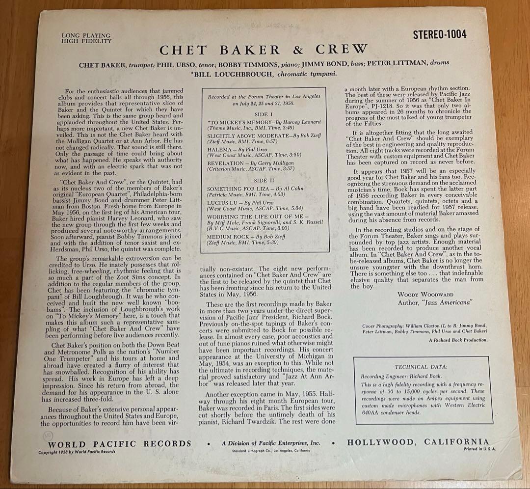 Chet Baker & Crew /オリジナル盤