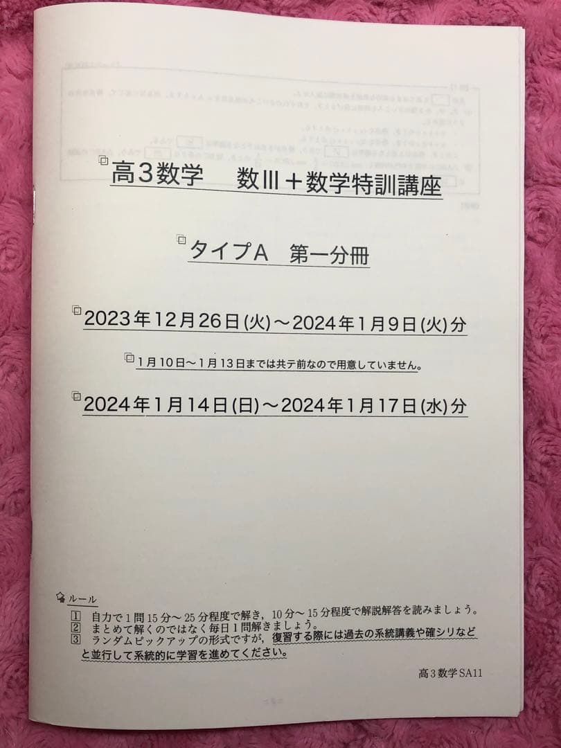 【売り切れ】鉄緑会　高3数学 数III 数学特訓講座 4冊　SAクラス