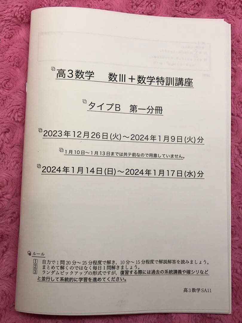 【売り切れ】鉄緑会　高3数学 数III 数学特訓講座 4冊　SAクラス