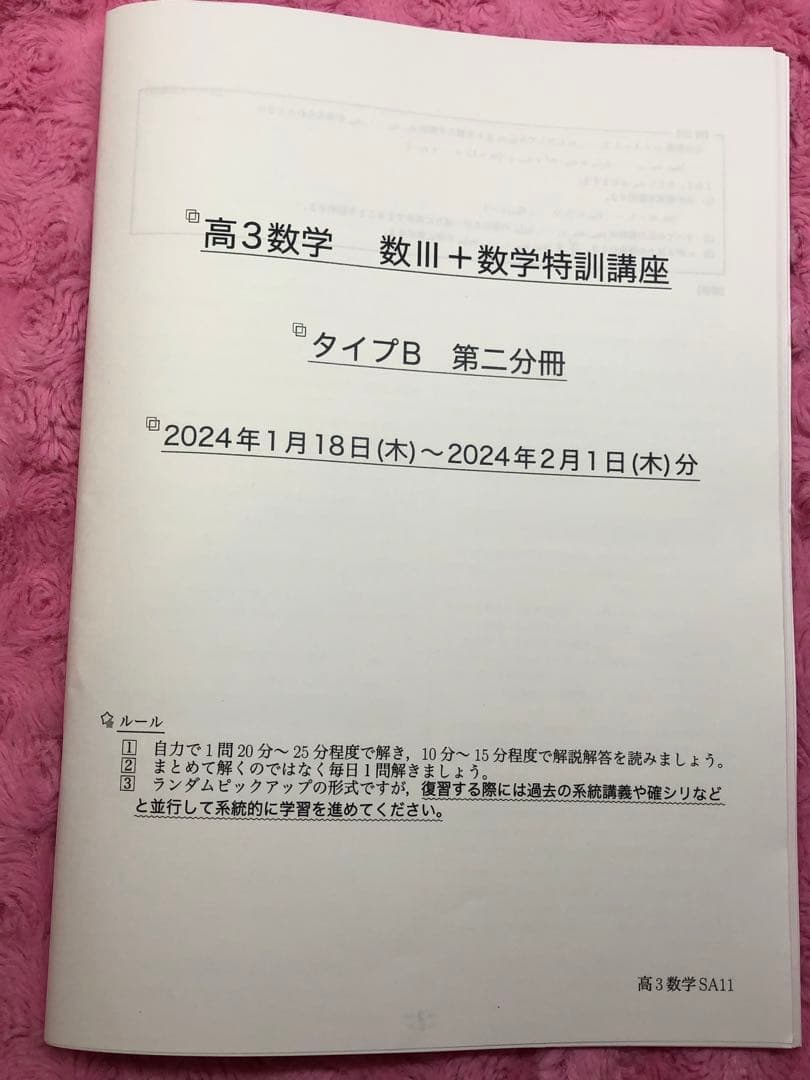 【売り切れ】鉄緑会　高3数学 数III 数学特訓講座 4冊　SAクラス