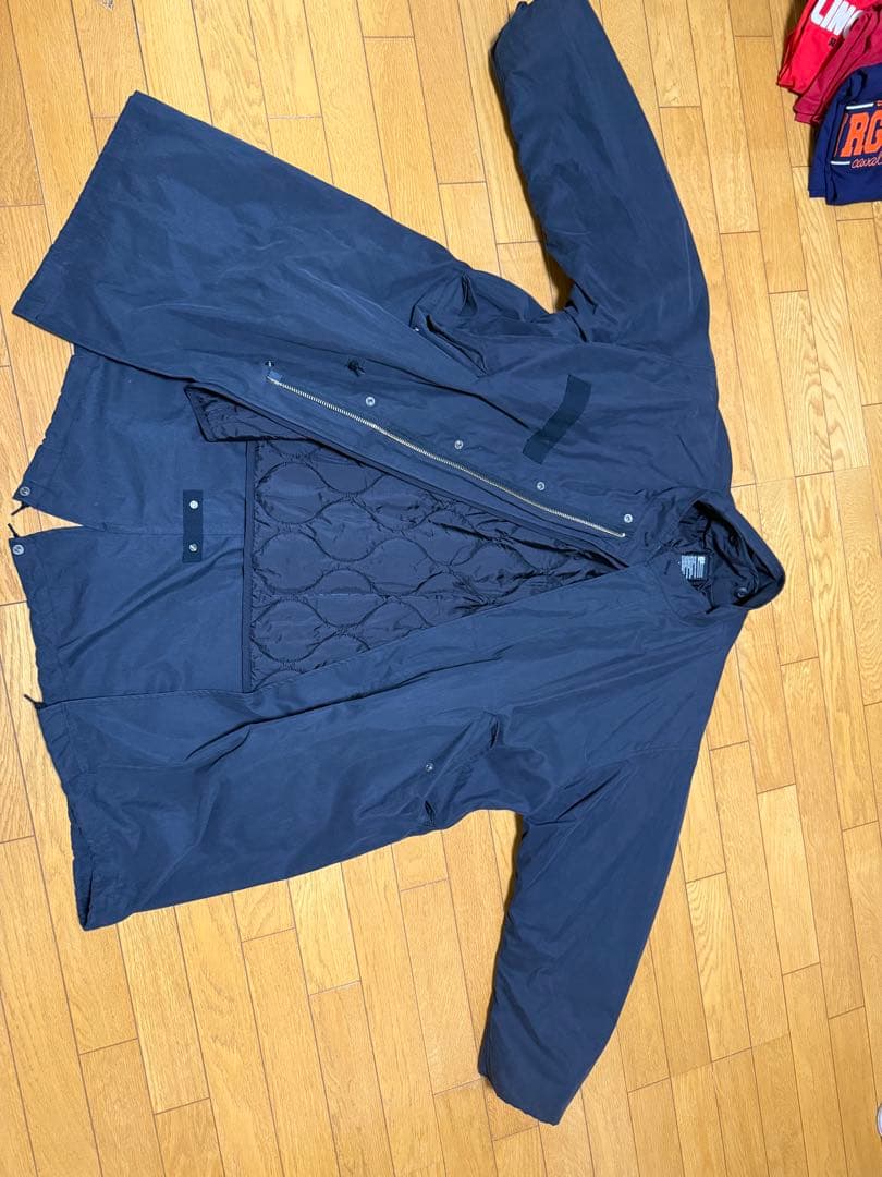 beams BEAMSブラック ロングモッズコート キルティング 2way