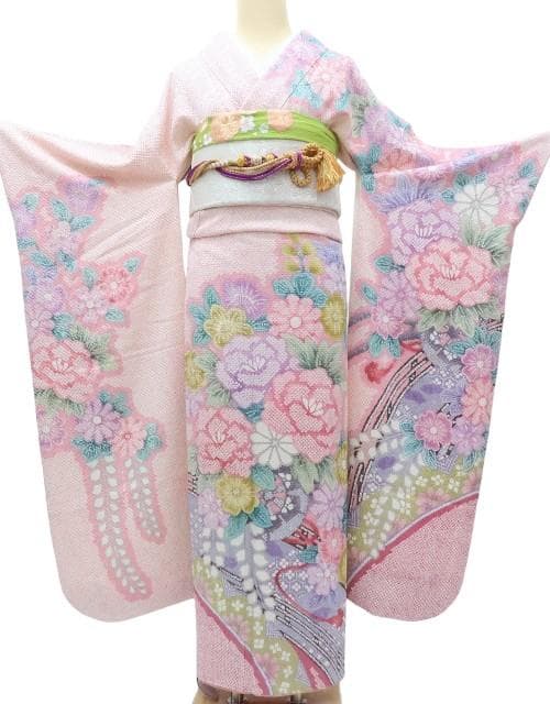 Y3902◇美品 正絹 総絞り 手縫い仕立て 成人式 振袖 着物