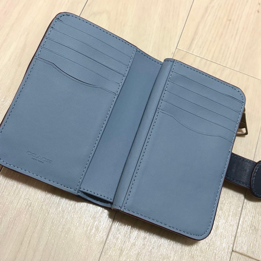 COACH タビー シグネチャー デニム 財布 ウォレット ケース 青